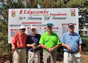 First-place winner of the 30th Annual ECC Foundation Golf Tournament was Edmondson Insurance Agency, with team members (from left) Curtis Edmondson, Charlie Harrell, Alan Thornton, and Lee Edmondson.