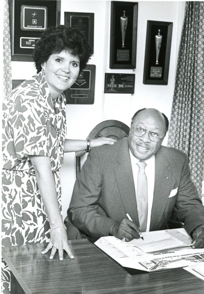 Photo: Dr. Moses Ray, trustee of Edgecombe Technical Institute from 1968 until 1977, with Bernice Pitt, local business woman. Pitt was a member of the Edgecombe Community College Board of Trustees for 20 years and serves as vice president of the Edgecombe Community College Foundation Board.