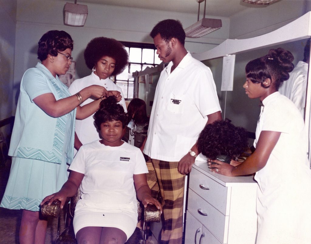 Photo: Cosmetology was among the first courses offered at Edgecombe Technical Institute. Early classes were held in the 1920s-era post office building until 1987 when the old Production Credit Building was renovated and the cosmetology department relocated to the new facility.